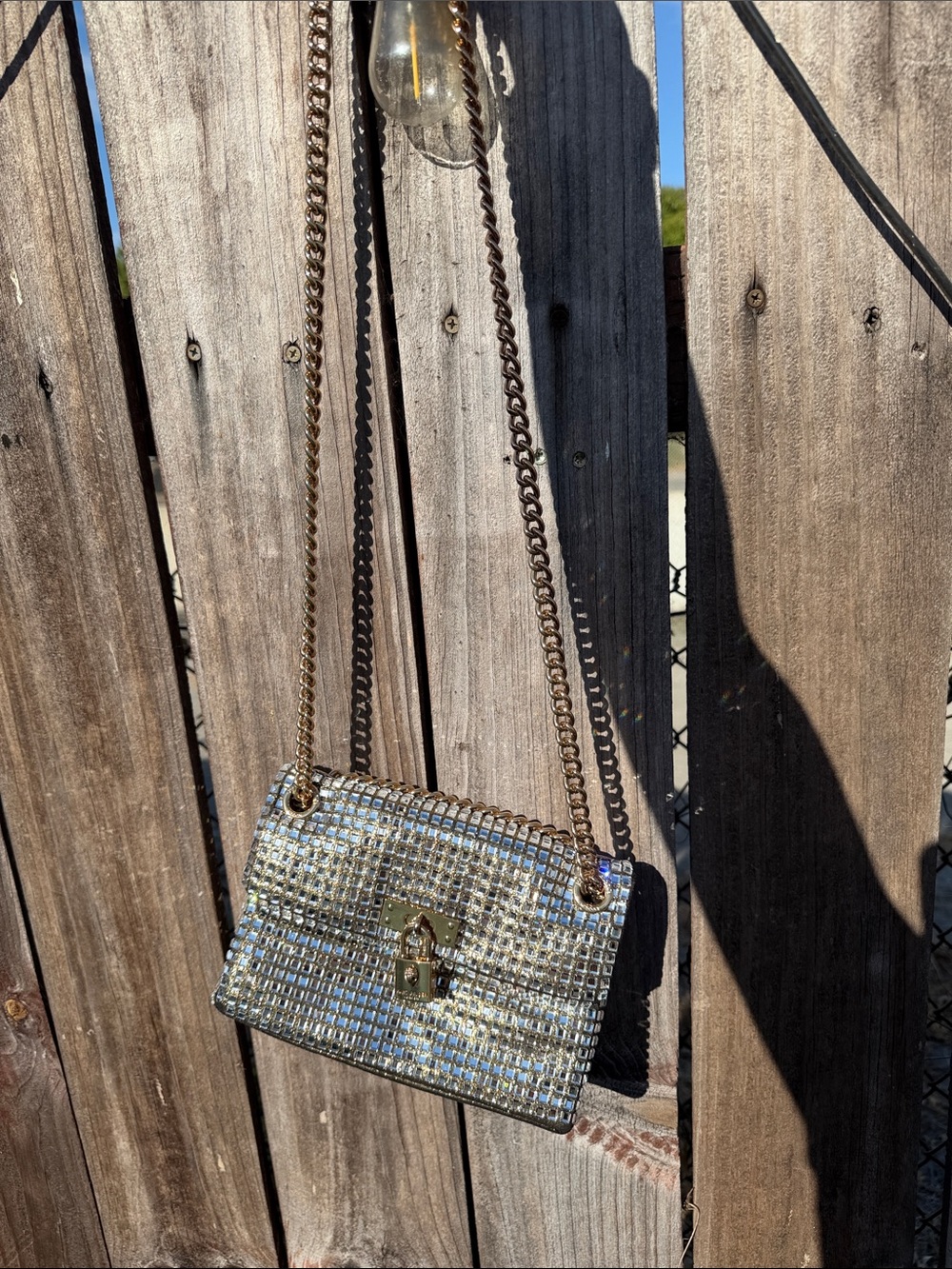 Kurt Geiger  London Gold Sequin Chain-Shoulder Crossbody Bag